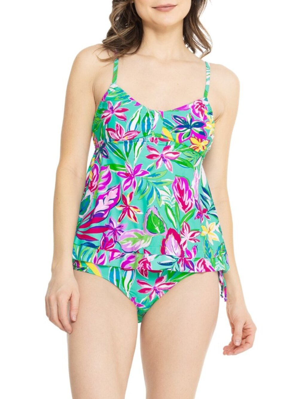 Stella Parker swim tankini & bottom women's size medium 2 piece set floral NWT